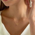 【Hengli jewelry story】Simple Luxury Heart Necklace Mini Heart Chocker Women Hollow Stainless Steel Pendant Necklace. 