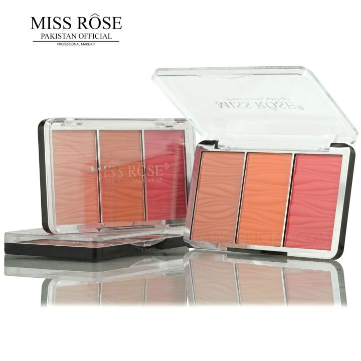 Miss Rose Professional 3 Color Long Lasting Hyper Glow Blusher Palette (New launch)