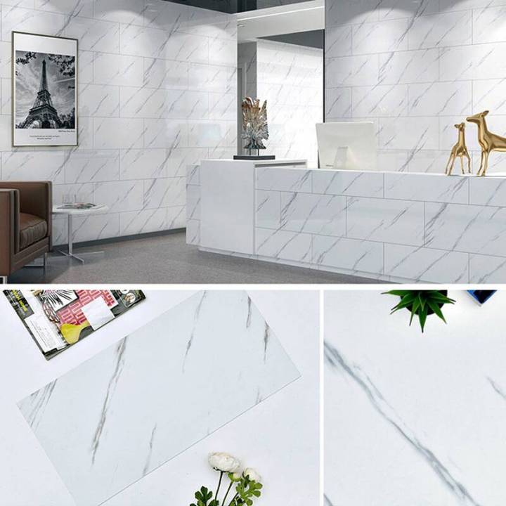 Techmanistan Marble Pattern Wall Sticker Wallpaper - 60cm x 30cm , Self Adhesive Marble Design Wall Panel, Self Adhesive Counter Top Peel and Stick Wall Decal Sticker