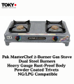 Pak MasterChef 2-Burner Gas Stove | Dual Steel Burners | Heavy Gauge Rust-Proof Body | Powder-Coated Trivets | NG/LPG Compatible. 