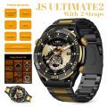Js Ultimate2 1.53 Inch Bt Call Smart Watch Rdfit App With 2 Straps (silicone Strap/steel Belt) Gold Style. 