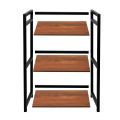 3-Layer Kitchen Accessories Microwave Oven Stand Rack with Wooden Shelves and Black Iron Frame – Multi-Purpose Kitchen Storage Shelf. 