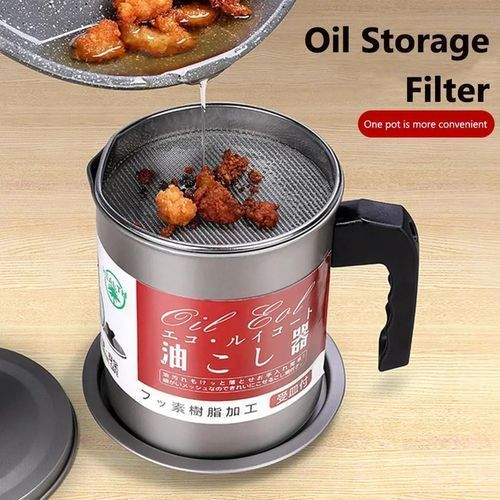 Oil Storage Container With Filter Oil Container With Built-in Strainer Household Pot Stainless Steel Pot Oil Pot For Kitchen Household Oil Pot With Filter Stainless Steel Oil Pot With Strainer