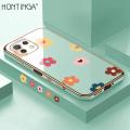 Hontinga for Xiaomi 11 Lite 5G Back Cover（Free Lanyard）Luxury 6D Plating Falling Flower Side Pattern Case Soft Silicone Square Mobile Cover. 
