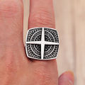 Vintage Nordic Compass Ring for Men Boys 316L Stainless Steel Cross Rings Bike Amulet Fashion Party Jewelry Gifts Wholesale. 