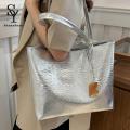 Sunnyheart Ol Commuting Shoulder Bag Stylish Large Capacity Shoulder Bag for Women Perfect for Work Travel Dating Glossy Faux Leather with Chic Pendant Detail Zipper Closure Available in Pure Colors Great for Ol. 