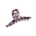 Purple And White Checkerboard Grid Square Semicircle Acetate Hair Clip Claw Hair Women Hair Accessories. 