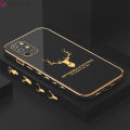 Jizetin (Free Lanyard) for OnePlus 8T Back Cover Antlers Luxury 6D Plating Case Side Pattern Soft Silicone Square Phone Cases. 