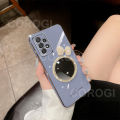 For Samsung Galaxy A33 5G Back Cover Bowknot Makeup Mirror Luxury 6D Plating Frame Shiny Cases Soft Silicone Square Protective Mobile Phone Case for Girls. 