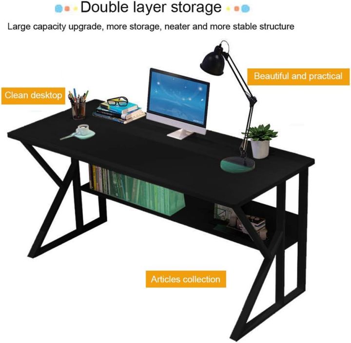 Modern Stable Computer Workstation Desk,Easy to Assemble Pc Laptop Study Table for Home Office,Wood Study Table