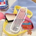 【FUN LIVE】 Cute Strawberry Korean Chopsticks Spoon Fork Cutlery Set With Case Portable Travel Stainless Steel Tableware Kitchen Utensils. 