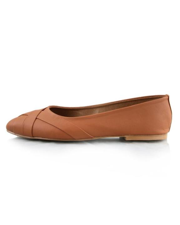 Tan%20Faux%20Leather%20Pump%20Flats%20For%20Women%20-%20Image%205