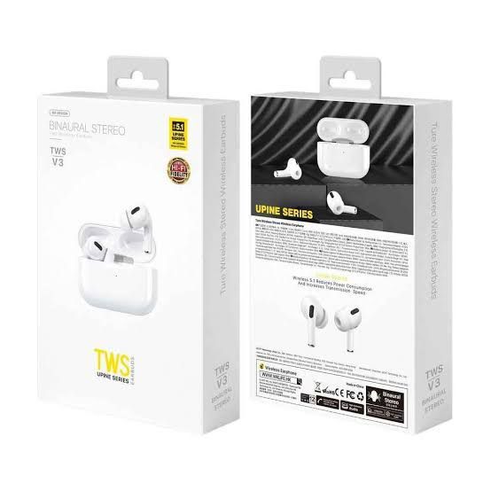 Remax Binaural Stereo Wireless Airpods TWS V3 with Super Sound & High Quality Touch Sensors True Stereo Headphones with Built in Mic 10m Transmission Bluetooth Wireless Earbuds , Case Sport Headset for all Bluetooth Smart devices