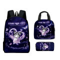3D new Sanrio kulomi kuromi backpack primary school school bag kids lunch bag pencil case set. 