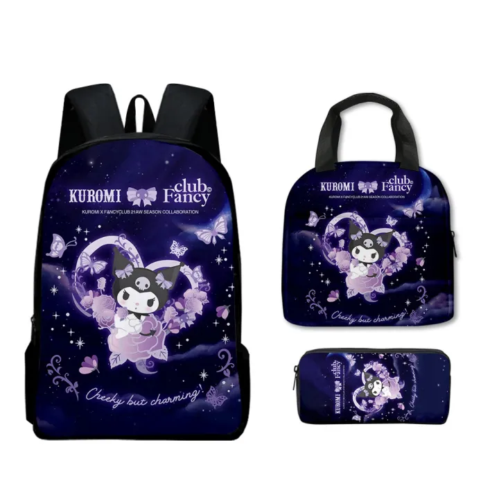 3D%20new%20Sanrio%20kulomi%20kuromi%20backpack%20primary%20school%20school%20bag%20kids%20lunch%20bag%20pencil%20case%20set%20-%20Image%203