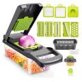 Vegetable Chopper Slicer Multifunctional 12 in 1 Food Choppers Onion Chopper Vegetable Slicer Cutter Dicer Veggie Chopper with 8 Blades, Colander Basket, Container for Salad Potato Carrot Garlic. 