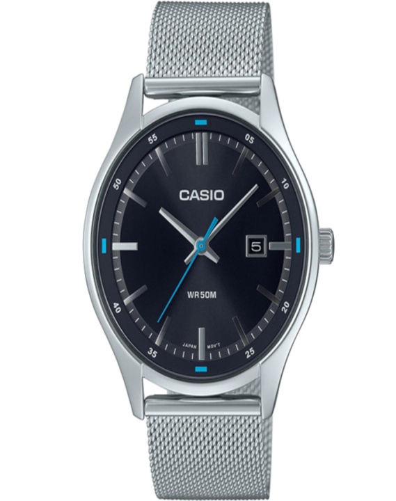 CASIO BLACK DIAL WITH DATE & MESH STEEL BRACELET MEN'S WATCH - MTP-E710M-1AVDF