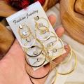 Pack of 6 Pairs / set Korean Hoop Earrings Set Oversized Big Circle Earring Fashion Jewelry for Women Girls Steampunk Ear Clip. 