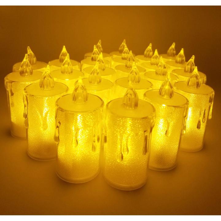 LED CANDLE IN WARM COLOR ( PACK OF 24 TRANSPARENT LED CANDLES )