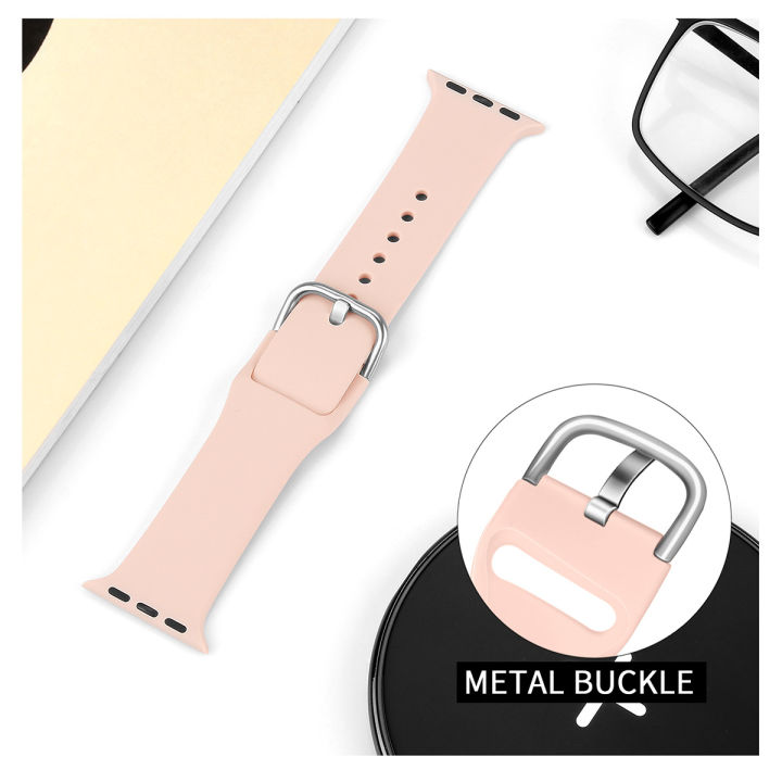 Applicable apple watch1234 Apple watch watchband iwatch Modified Solid Color Silicone Watch Buckle Strap