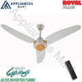 Royal Fans AC/DC Inverter Ceiling Fan Imperial Model Remote Control Copper Winding 56 Inches Off White Pine. 