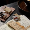 RHS Online 2PCS Vintage INS Acrylic Binder Clip Coffee Old Time Series Book Paper Clip Ticket Bill Clips Hand Ledger Clip. 