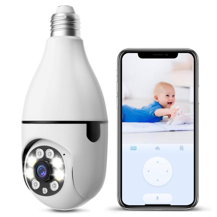 360 Camera, Light holder Full HD 1080P, 2.4GHz WiFi Camera with 32G SD Card, Night Vision Motion Detection Wireless Home Security Cameras, Baby, Pet Monitor