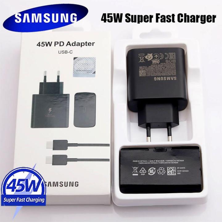 Original Samsung 45W Original USB-C Super Adaptive Fast Charge Charger EP-TA845 For Samsung GALAXY S22 S21 Plus Ultra Note 10 20 5A Cable