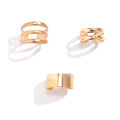 European and American cross-border metal style double circle glossy Earrings jewelry Sweet and cool design sense simple geometric ear clip female. 