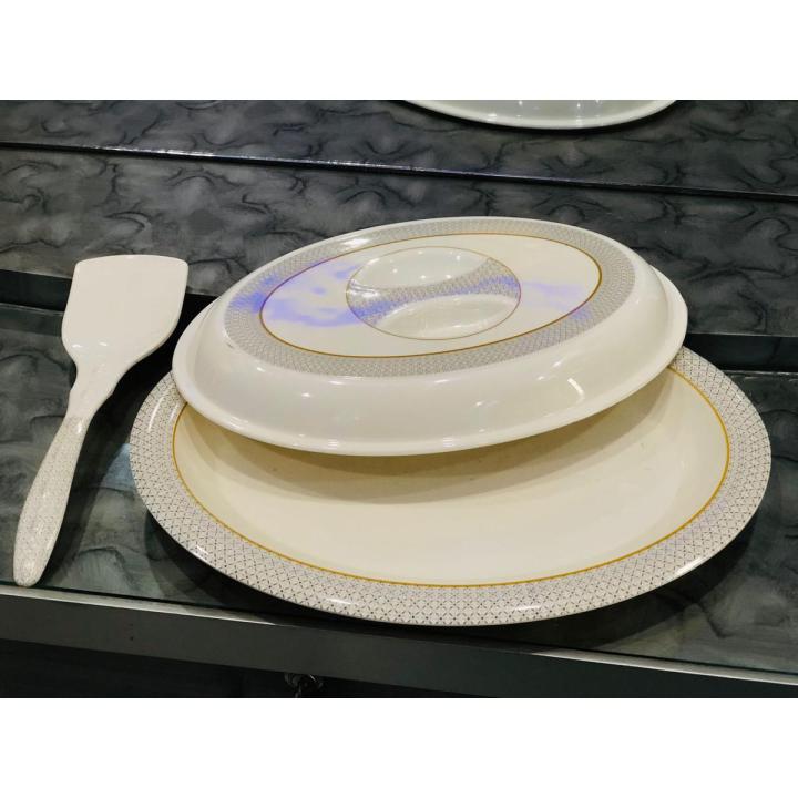 Tray - Rice Tray with Cover - Rice Serving with Cover Tray High Quality Double Glazed Melamine Tray Size  (Free Rice Serving Spoon)