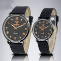 Fashionable Watches pack of 2 Precious Look Casual/Formal Round Black Premium Artificial Leather Watch For Couple, Couple Watches. 