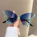 Fashion Sparkling Rhinestone Rimless Butterfly Sunglasses Y2K Women Luxury Brand Vintage Sun Glasses Ladies Eyewear gafas de sol. 