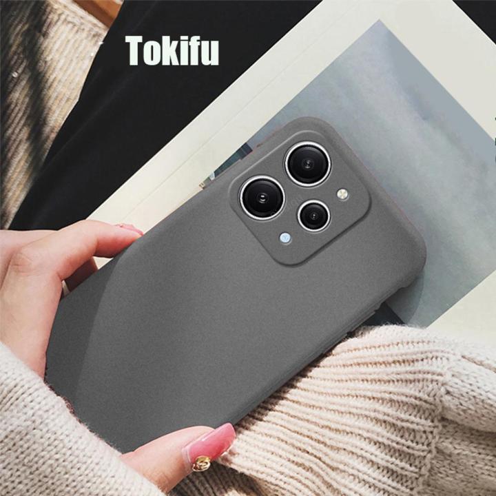 Tokifu For Redmi 12 Anti Slip Soft TPU Sandstone Matte Back Case Cover