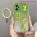 3D Wavy Gradient Baby Bear With Wristband Phone Case for Infinix Smart 7 Smart 6 HD Smart 6 5 4 Note 12 Note 11 10 8 Case Cover. 