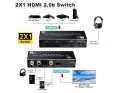 TENDAK 4K@ 60Hz HDR 2x1 HDMI 2.0b Switch Splitter with Audio Extractor Converter & ARC, 2 In 1 Out for Projector TV Display Optical Toslink, Coaxial SPDIF + 3.5mm R/L Analog RCA Stereo Out HDCP 2.2 with Remote Control for PS5, PS4 Pro/Slim, Xbox One X / S. 