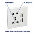 Multi Light Plug Socket With 2 USB Socket Outlet 2.1A 5V Electrical Wall Mounted Power Sockets | USB Port For Mobile Charging and USB Light Bulb. 