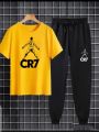 Cr7 Cristiano Ronaldo Printed Cotton Half Sleeves O Neck Trouser & T Shirt For Men & boys. 
