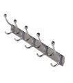 Wall Mounted Cloth Hanger - 5 Hooks - Silver. 