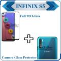 Infinix S5 Full Black 9D5D6D10D11D21D Tempered Glass Edge to Edge Full Glue Screen Protector + Camera Flexible Gorilla Glass Protector For Infinix S5. 