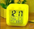 Digital Alarm Thermometer Night Glowing Cube 7 Colors Clock LED Change. 