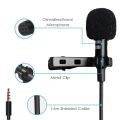 Mini Microphone Clip-on Lapel Lavalier PC Phone Camera Mic Portable External EAR ASMR Microphones for iPhone Laptop Comp. 