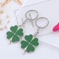 1Pc Stainless Green Leaf Keychain Fashion Four Leaf Clover Steel Lucky Key Chain Eshylala. 