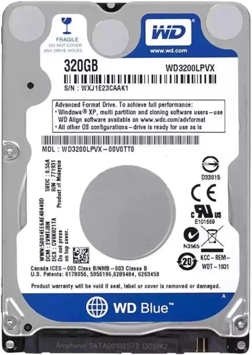 320GB Laptop Internal Hard Disk with 100% Health