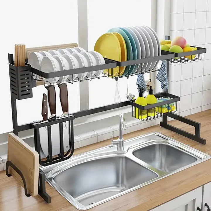Stainless Steel Over The Sink Dish Drying Rack and Storage Area, Shelf ...