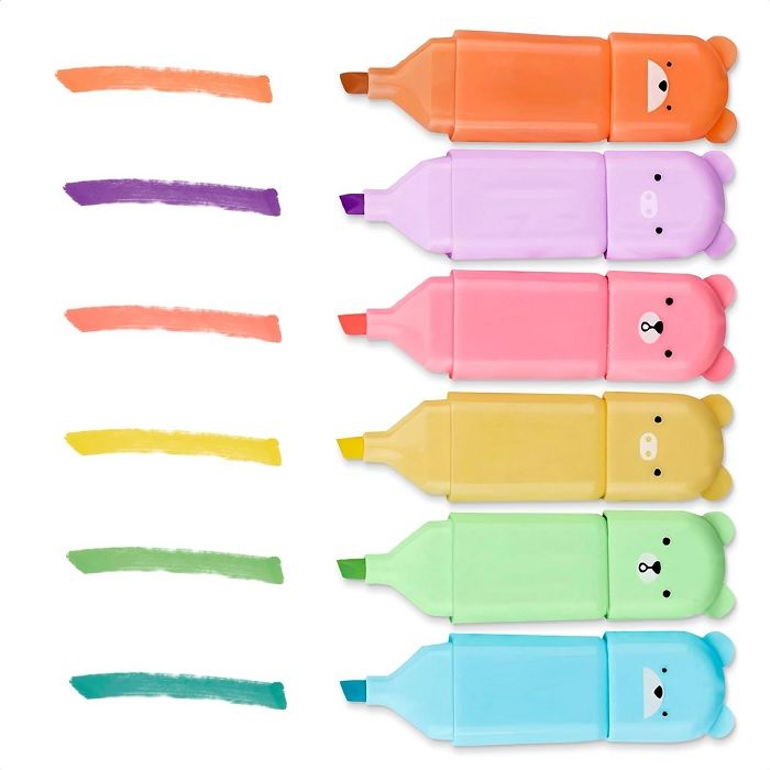 Artisan 6Pcs/Set Cartoon Animals Highlighter Macaron Oblique Tip Marker Fluorescent Pen Any Design