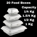 20 Disposable Foam Food Box Container  For Snack/Biryani/Food - Styrofoam Food Box - Disposable Thermocol Biryani Boxes. 