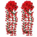 Modeow Artificial Drooping Flowers 2pcs Hanging Artificial Vine for Home Garden Wedding Decor Uv Resistant Faux Flower Plants for Indoor Outdoor Use Buyers' Favorite Artificial Plants Decor. 