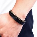 XQNI Luxury Classic Multi-layer Style Hand-woven Winding Stainless Steel Men's Leather Bracelet With Magnet Clasp Men's Jewelry. 