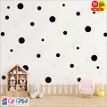 Black Polka Dots Wall Stickers Contemporary Circle Pattern for Bedroom and Living Room. 