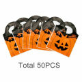 50pcs Halloween Pumpkin Bags Trick or Treat Tote Party Treat Candy Bags Gifts. 